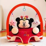 APC Baby Stuffed Gym Floor Playing Seat Sofa Infant Support Seat with Handle Toys Easy Carry Learning Sitting Pillow Chair Cushion Bouncer Floor Seat Feeding Plush Floor Cute Animal Seats Soft Cotton Nest Puff Safety Chair Soft Babies Toys with 2 Holes