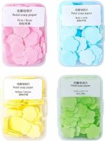 Petal Shape Paper Soap Sheets | Cleaning Washing Hand Bath Toiletry Paper Soap Sheets Petals Soap Flakes with Storage Box for Outdoor - Image 5