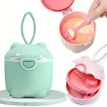 Portable Milk Powder Storage Box, Food Container, Milk Powder Snack Storage Box , Portable Milk Powder Dispenser Container with Carry Handle and Scoop, Non-Spill Baby Snack Storage Container for Travel, Home, BPA Free, Pink - Image 4