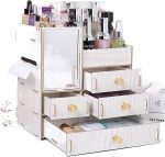 Saturey 3 Layers Wooden Holder Large Cosmetic Makeup Jewelry Lipsticks Storage Organizer Case Storage - Image 4