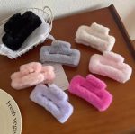 Fluffy Colors Hair catcher for girls . Girls hair claw plush cute fur stylish look fashion statement hairstyle