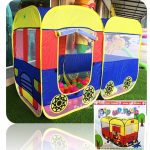 School Bus Tent for Kids - Big Size Pop Up Bus Shaped Tent House Playhouse Folding Tent Bus Shape 54 X 37 X 27 Inches (Red, Yellow) - Image 3