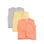 Tawakkal Mart Pack Of 3 Pieces Newborn Inner Sleeveless Vest Banyan In Cotton Stuff - Born Baby For 0-9 Months - Multi-colour