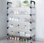 Multi 4 Layer/ 5 Layer Lace Dustproof Storage Shoe Rack Household Multi-functional Space Saving Shoe Cabinet Doorway Small Shoe Cabinet - Image 4