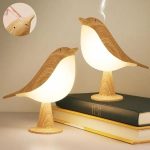 NC - Bird LED Touch Table Lamp Cute Wooden Bird Night Light for Bedroom & Desk - Image 3