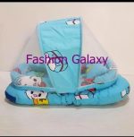 Blue Cartoon Super Soft Baby Bed With 1 Pillow Mosquito Net In Multi-Color Double Lastic - Durable Baby Small Bed With Mosquito Net In New Design baby bistar gaddi - baby bed accessories for baby, bistar infant newborn dipper bag baby gaddi - Image 4