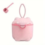 Portable Milk Powder Storage Box, Food Container, Milk Powder Snack Storage Box , Portable Milk Powder Dispenser Container with Carry Handle and Scoop, Non-Spill Baby Snack Storage Container for Travel, Home, BPA Free, Pink - Image 5