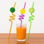 Tropical Fruit Party Drinking Straws - Reusable & Decorative 4pc set