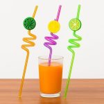 Tropical Fruit Party Drinking Straws - Reusable & Decorative 4pc set