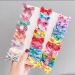 Tawakkal Mart-PACK OF 10Pcs/Set Baby Girl Hair Clips Kawaii Hair Accessories For Girls Bow Children Barrettes Cute Dot Kids Headwear