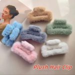 Fluffy Colors Hair catcher for girls . Girls hair claw plush cute fur stylish look fashion statement hairstyle - Image 3