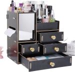 Saturey 3 Layers Wooden Holder Large Cosmetic Makeup Jewelry Lipsticks Storage Organizer Case Storage