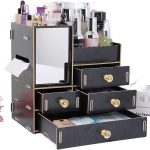 Saturey 3 Layers Wooden Holder Large Cosmetic Makeup Jewelry Lipsticks Storage Organizer Case Storage