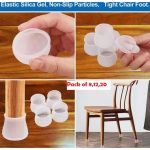 Pack Of 4,8.12.16 Silicone Chair Leg Caps Furniture Table Leg Covers Floor Protectors Random Colours , Furniture Table Feet Cover Bottom Pad Rubber Floor Protector Anti-Slip Sturdy Slider Glide Easily Move Eliminate Noise Waterproof - Image 3