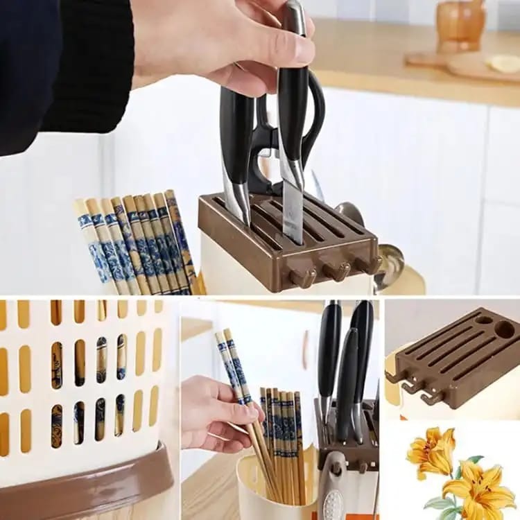 imgi_61_67a1f35c553a209c58e8766622103c2c Kitchen Utensil Stand Kitchen Spoon, Knife Organizer Plastic Kitchen Rack (Multicolor) Cutlery Kitchen Rack (Plastic) - Image 1