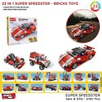 Decool: Architect Creator - 23 in 1 - 278 Pieces Red Super Speedster Race Car Building Blocks Set - 3110