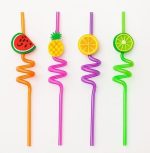 Tropical Fruit Party Drinking Straws - Reusable & Decorative 4pc set - Image 5