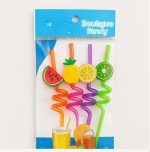 Tropical Fruit Party Drinking Straws - Reusable & Decorative 4pc set - Image 3
