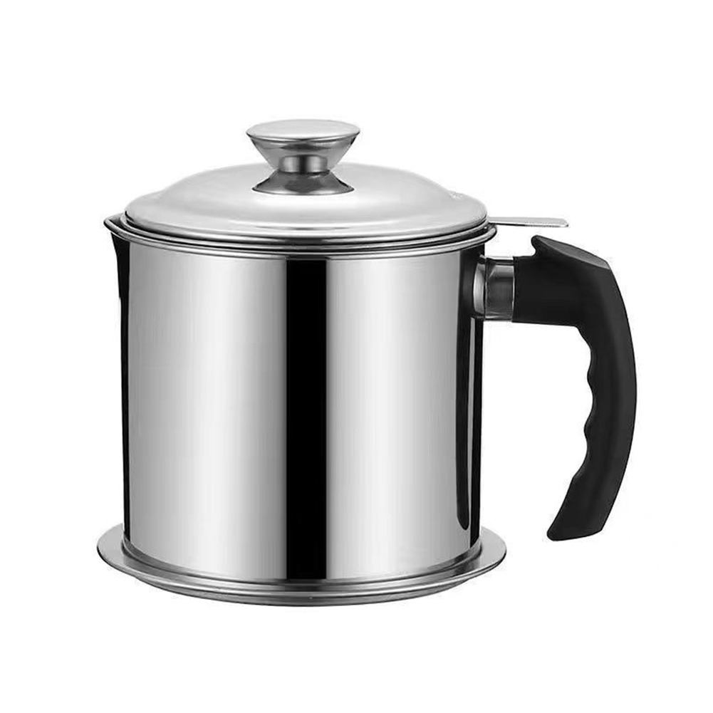 imgi_62_cf11671358ca971373506ca35dde5f3e 1.4 L Oil Strainer Pot Fine Mesh Fast Filtering With Lid Stainless Steel Frying Bacon Fat Oil Storage Container Kitchen Supplies - Image 1
