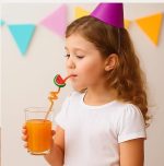 Tropical Fruit Party Drinking Straws - Reusable & Decorative 4pc set - Image 4