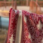 Maroon (brownish-red) Kashmiri Zari Shawl/Chadar For Girls and Women