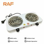 Electric Stove – RAF Double Burner Cooker R-8020BB – High Quality – 2000W Hot Plate – Automatic Temperature Control – Portable Electric Stove For Cooking – Iron Coil Design – Fast Heating – Durable Body – Easy To Use