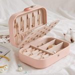 Portable Jewelry Storage Box Travel Organizer Jewelry Case Leather Storage Earrings Necklace Ring Jewelry Organizer Display - Image 2