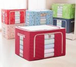 1 peace premium 55- Litre Capacity Folding Cloth Steel Frame Clothing Storage Bag Folding Organizer Box Storage Bag Zipper Lid (SIZE --50 x 40 x 36cm)