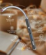 Electric Arc Lighter Rechargeable Lighters Long Neck LED Battery Indicator Windproof 360 degree free rotation Specialty Kitchen Tools - Image 4