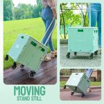 kd/Collapsible Rolling Crate with Spinning Open Lid, Large Utility Cart with Noiseless Brake Wheels & Telescoping Handle, Trolley/Honshine Collapsible Rolling Crate with Spinning Open Lid, Large Utility Cart with Noiseless Brake Wheels & Telescoping Handl