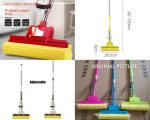 Foldable Sponge Mop with Squeeze | Stainless Steel Handle Floor Cleaning Mop | High Absorbent Water Wiper for Kitchen & Bathroom New One-Hand Press Mini Foldable Desktop Mop Self Wringing | Portable Sponge Mop for Kitchen Bathroom Glass Table | No Hand Wa - Image 2
