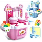 Kids pretend play pink/blue kitchen set with water circulation and dish washer toy 35*39*14 cm Kitchen Set Kids Simulation Kitchen With Water Tap Function Baby Toys With Light & Sound Red Baby Pretend Play Best Kitchen Play Gifts For Girls - Image 3