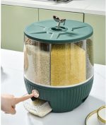 10L Revolving Grain Dispenser with Multiple Compartments | Rice, Cereal & Lentil Storage Box - Image 3