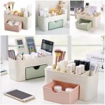Makeup Organiser Cosmetic Storage Box Multi Functional Desktop Tidy Organiser Holder with Drawer Random Colour