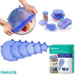 FRAKIN 6Pcs Universal Food Silicone Cover Silicone Stretch Lids For Cookware Reusable Stretch Lids silicone lid covers silicone lids
