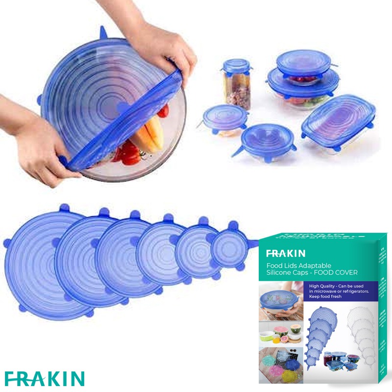 imgi_64_fc987fcedd9b5e3360e985ddd15f2fe5 FRAKIN 6Pcs Universal Food Silicone Cover Silicone Stretch Lids For Cookware Reusable Stretch Lids silicone lid covers silicone lids - Image 1