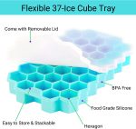 Ice Tray Easy Push Pop Out Square Silicon Ice Cubes Tray Honeycomb Shape Silicone Ice Cube Molds with Lid Flexible Tray for Refrigerator And Freezer - Image 2