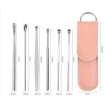 Professional 6 Pcs Stainless Steel Ear Wax Removal Kit, Reusable Ear Pick Tools, Spiral & Spring Earwax Extractor for Adults & Children, Portable Ear Hygiene Tool Set with Storage Bag, Non-Slip & Safe Design - Image 4