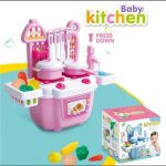 Kids pretend play pink/blue kitchen set with water circulation and dish washer toy 35*39*14 cm Kitchen Set Kids Simulation Kitchen With Water Tap Function Baby Toys With Light & Sound Red Baby Pretend Play Best Kitchen Play Gifts For Girls - Image 4