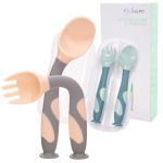 Tawakkal Mart 2 Pcs Baby Utensils Spoon Fork Set with Travel Safe Toddler Babies Children Feeding Training Easy Grip Heat Resistant Flexible Soft Perfect Self Learning No Ratings