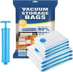 Vacuum Storage Bags Set – Pack of 6 with Hand Pump | Space Saver Vacuum Bags for Clothes, Blankets, Duvets, Pillows, Bedding, Quilts | Reusable Compression Bags with Zip Seal | 80% More Space | Travel & Home Use | Airtight Seal | 2 Piece 50x70 , 2 Piece - Image 2