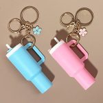Cute Mini Tumbler Keychain Flowers Pendant Accessories For Cute Cup Key Charms For Women Girls Purse Handbag Backpack Cherry Super Store