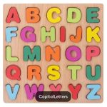 Wooden Slates Alphabets Letters Numbers and Shapes, Small and Capital ABC, 123 Numbers and Geometric Shapes Pack of 4 , 3 , 2 Wooden Educational Learning Puzzle wooden matching game kids puzzle wooden board - Image 3