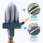 Bathroom Cleaning Brush with Wiper 2 in 1 Tiles Cleaning Brush Floor Scrub Bathroom Brush with Long Handle 120° Rotate Bathroom Floor Cleaning Brush Home Kitchen Bathroom Cleaning Accessories (Multicolor) - Image 5