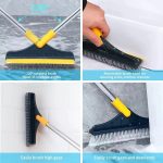 Bathroom Cleaning Brush with Wiper 2 in 1 Tiles Cleaning Brush Floor Scrub Bathroom Brush with Long Handle 120° Rotate Bathroom Floor Cleaning Brush Home Kitchen Bathroom Cleaning Accessories (Multicolor)
