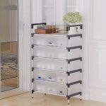4/5/6/7 Layer Shoe Rack Stainless Steel Stackable Shoe Rack Organizer with Cover