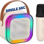 K12 MIC Wembley Karaoke Machine for Kids Adults, Mini Portable Blue-Tooth Karaoke Speaker with Wireless Microphone and Dynamic Lights Birthday Gift Home KTV Outdoor Travel