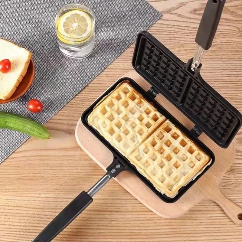 imgi_67_ebe1b409650a54359fc5d75afefd1ea4 Double Sided Waffle Maker, Rectangle Shape Non-Stick Waffle Mold Baking Pan Making Tool - Image 1