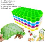 Ice Tray Easy Push Pop Out Square Silicon Ice Cubes Tray Honeycomb Shape Silicone Ice Cube Molds with Lid Flexible Tray for Refrigerator And Freezer - Image 4