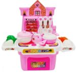 Kids pretend play pink/blue kitchen set with water circulation and dish washer toy 35*39*14 cm Kitchen Set Kids Simulation Kitchen With Water Tap Function Baby Toys With Light & Sound Red Baby Pretend Play Best Kitchen Play Gifts For Girls - Image 6